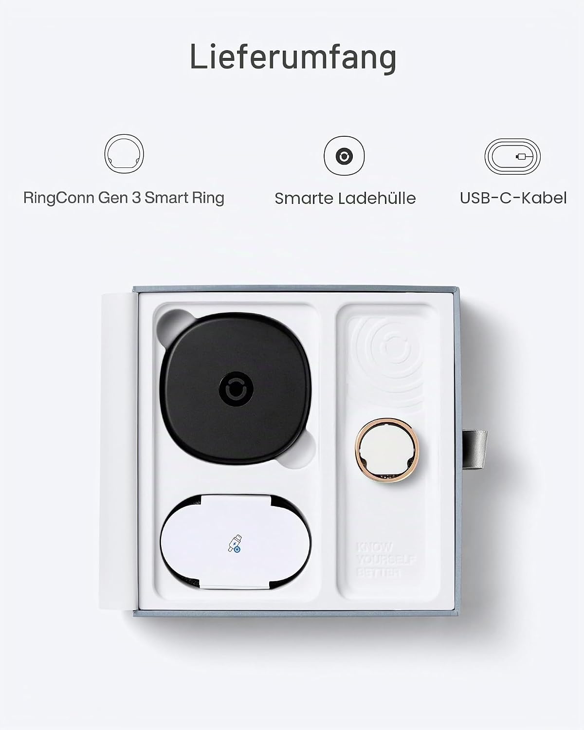 RingConn Smart Ring GEN 3, Solar Gold, Gr. 9