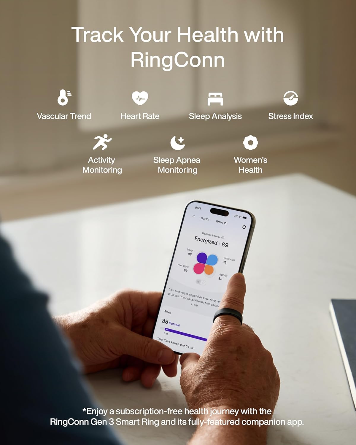 RingConn Smart Ring GEN 3, Solar Gold, Gr. 9